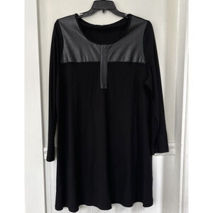 Grazia Designer Shift Dress Faux Leather Black Accent Women's Plus Size 20
